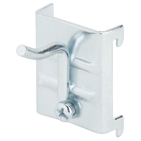 Metal hook, attached to a metal plate with a screw. With two hooks on one side.