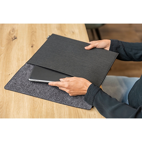 Housse Sigel pour ordinateur portable, taille S, pour 1 ordinateur portable jusqu'à 14″, RPET/feutre synthétique, gris foncé