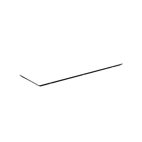 Eine schwarze, schmale und abgewinkelte Metallschiene vor einem rein weißen Hintergrund.