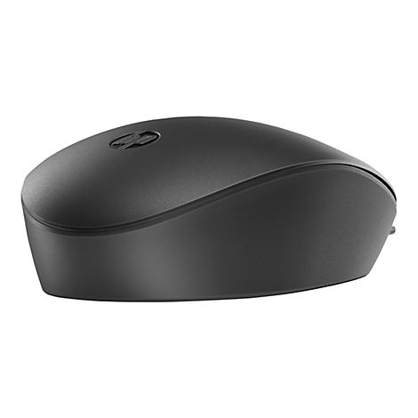 Schwarze HP-Maus. Oben das HP-Logo.