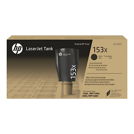 HP LaserJet Tank 153x Tonerkassette in Verpackung, mit Produktbeschriftung.