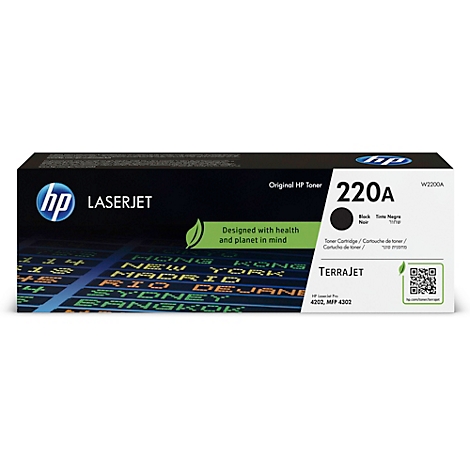 HP Laserjet Tonerkartusche, Schwarz, W2200A. Aufdruck: 220A, Terrajet, HP Original Toner.