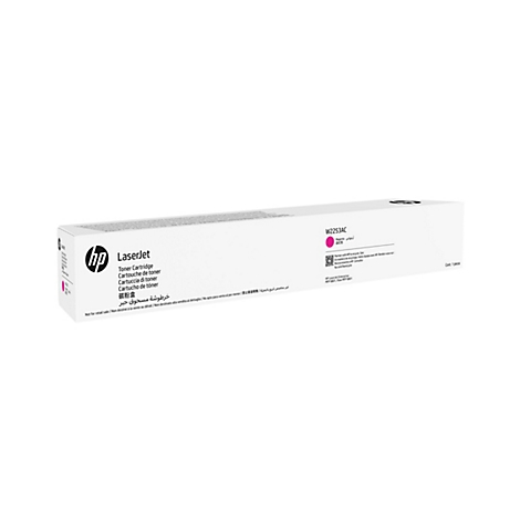 Eine weiße HP LaserJet Toner-Kartusche, mit Logo und Produktinformationen bedruckt.