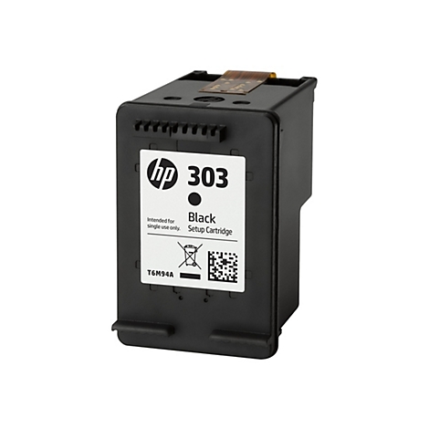 Schwarze HP 303 Tintenpatrone. Aufschrift: "Black Setup Cartridge".