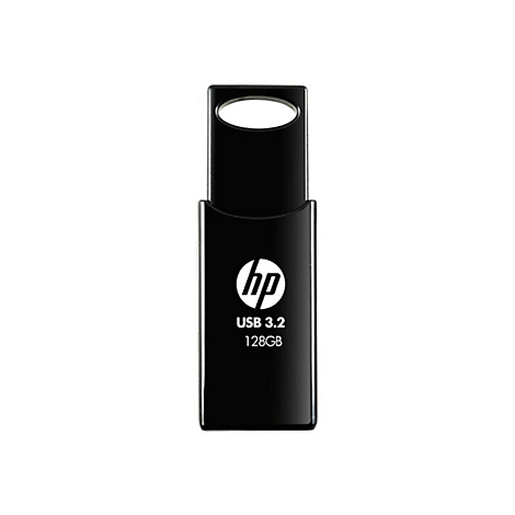 Clé USB HP noire, logo HP, USB 3.2, 128 Go.
