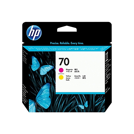 HP Tintenpatrone 70. Aufdruck mit Schmetterlingen und Produktinformationen.