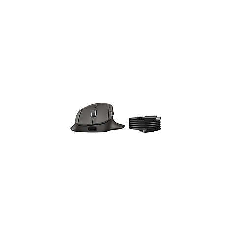 Ergonomische, graue Maus mit USB-C Kabel, weißer Hintergrund.