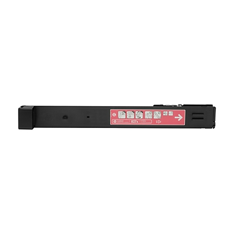 Schwarze HP-Tonerkartusche mit pinkfarbener Markierung und weißem Hintergrund. Aufdruck: 827A.