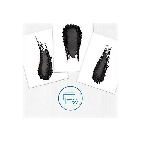 Trois Ã©chantillons de couleur noirs sur des cartes blanches, dont une icÃ´ne avec une imprimante et un crochet.