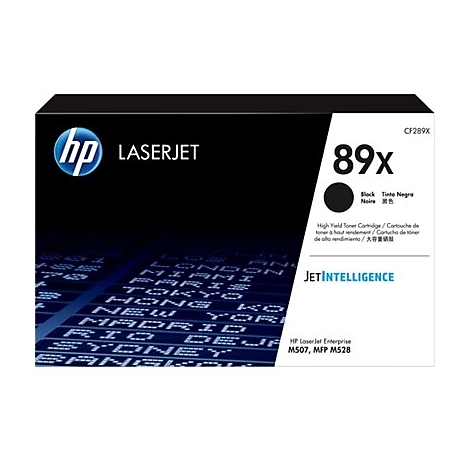 Schwarze HP Laserjet Toner-Kartusche, 89x, mit Schriftzug und Markenlogo.