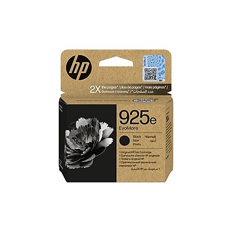 HP Tintenpatrone 925e in Originalverpackung. Schwarz, mit Blumenmotiv.