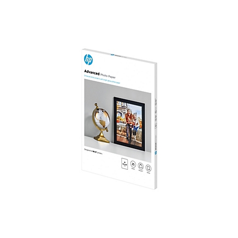 HP Advanced Fotopapier Verpackung A4, 25 Blatt, 250 g/m², glänzend.