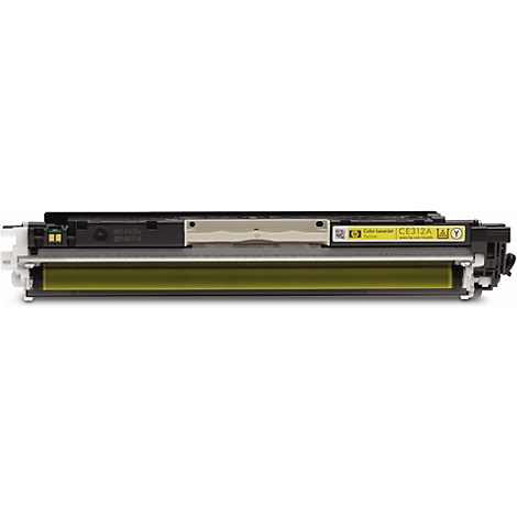 Gelbe Tonerkartusche, auf der „HP CE312A“ steht.