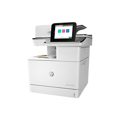 Weißer HP Color LaserJet Enterprise MFP M776 Drucker, Touchscreen mit Funktionen.