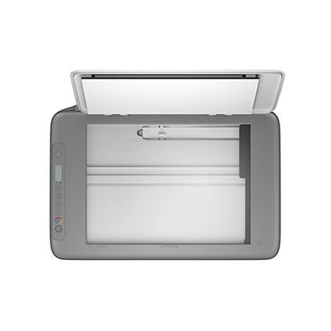 Ein grauer Scanner mit geöffnetem Deckel, ein Blatt Papier liegt im Inneren.