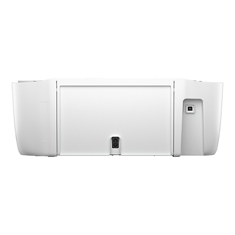 Arrière d'une imprimante blanche, avec port d'alimentation, port USB et commandes.