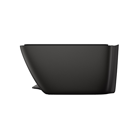 Detailaufnahme einer schwarzen, eckigen Produktkomponente vor weißem Hintergrund.