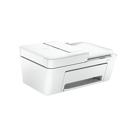 Imprimante blanche sur fond neutre. HP DeskJet est imprimé dessus.