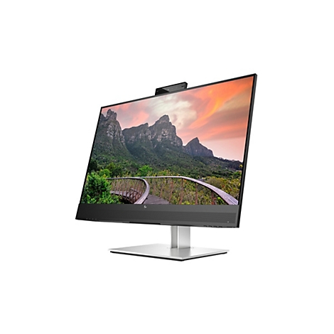 HP All-in-One Computer mit Berglandschaft auf dem Display vor weißem Hintergrund.