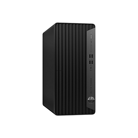 Schwarzer HP Elite Tower Computer; Frontansicht.