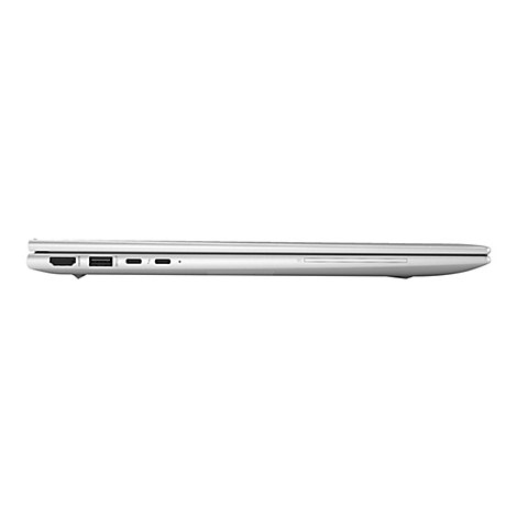 Silberfarbenes Laptop-Profil mit AnschlÃ¼ssen und SD-Kartenslot.