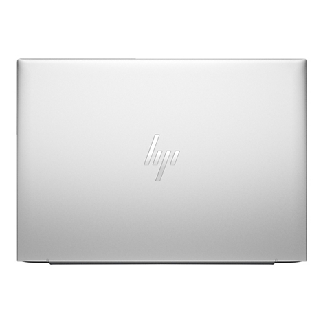Draufsicht auf ein silbernes HP-Laptop mit dem HP-Logo.