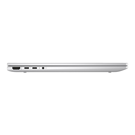 Graues Laptop-Profil mit AnschlÃ¼ssen wie HDMI, USB-C und KopfhÃ¶reranschluss.