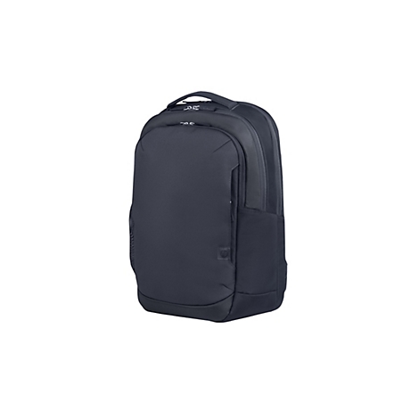 Dunkelblauer Rucksack mit HP-Logo, auf weißem Hintergrund.