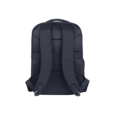 Dunkelblauer Rucksack-RÃ¼cken mit Schultergurten, die von unten nach oben zum Tragegriff verlaufen.