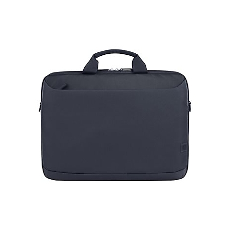 Dunkelblaue Laptoptasche mit Tragegriff und Reißverschlussfach vorne.