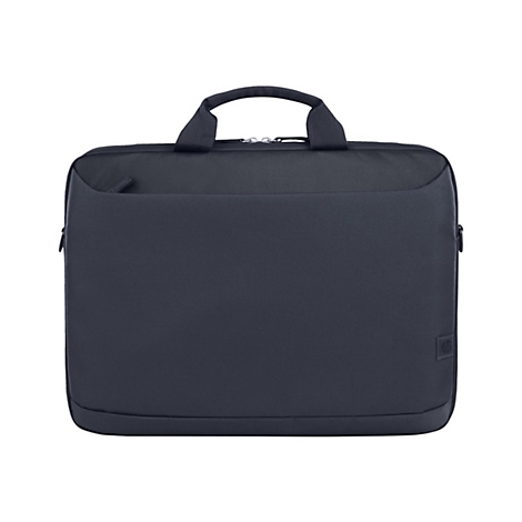 Dunkelblaue Laptoptasche mit Tragegriff und ReiÃŸverschluss. Auf der Vorderseite befindet sich eine flache Tasche.