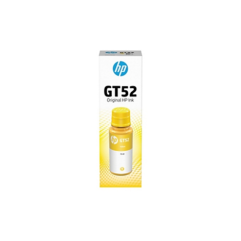 Gelbe HP GT52 Druckerpatrone mit der Aufschrift "Yellow" und "70 ml".