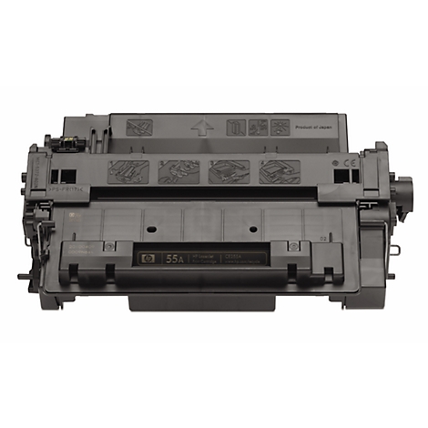 Zwarte tonercartridge, met de opdruk "55A".