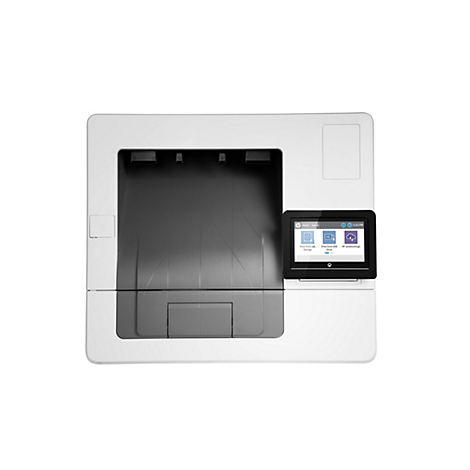 Ein weißer Drucker auf hellem Hintergrund. Der Touchscreen zeigt Optionen zum Drucken an.