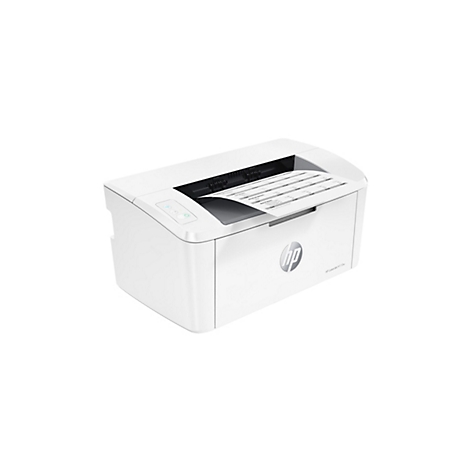 Weißer HP Laserjet-Drucker mit herausragendem Papier, gedruckten Texten und einem Logo.