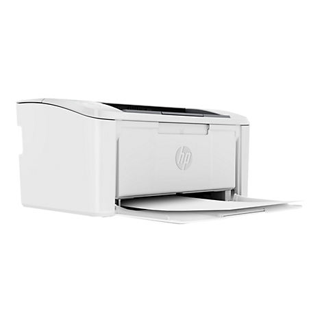 Weißer HP-Laserdrucker, Papierausgabe offen.