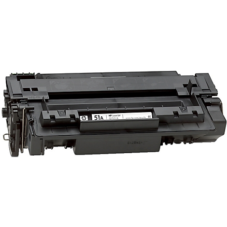 Zwarte inktcartridge met het opschrift "51A". HP logo.