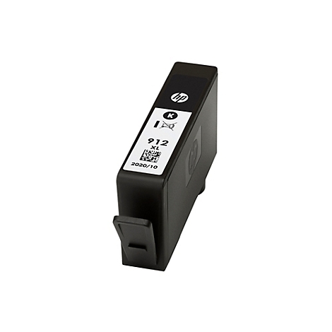 Schwarze HP 912 XL Tintenpatrone isoliert auf weißem Hintergrund.