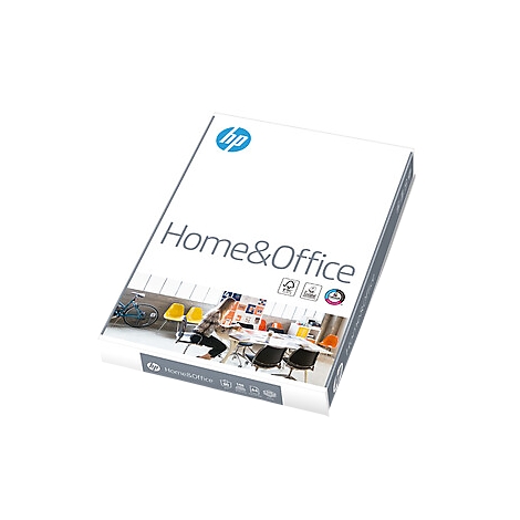 Paquet de papier avec 'Home&Office' et scène de bureau.