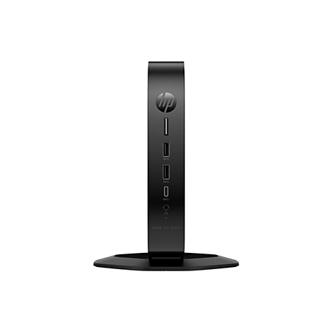 Schwarze HP Pro Client Dockingstation mit Logo, USB-Ports, Audioanschlüssen und Text.