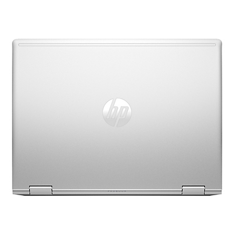 Draufsicht auf ein silbernes HP ProBook-Laptop. Das HP-Logo befindet sich mittig. Der Bildschirm ist geschlossen.