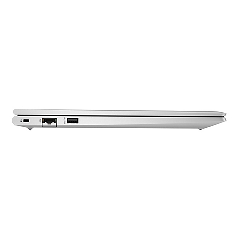 Ein silbernes Laptop im Profil. Sichtbar sind AnschlÃ¼sse fÃ¼r Strom, Ethernet und USB.