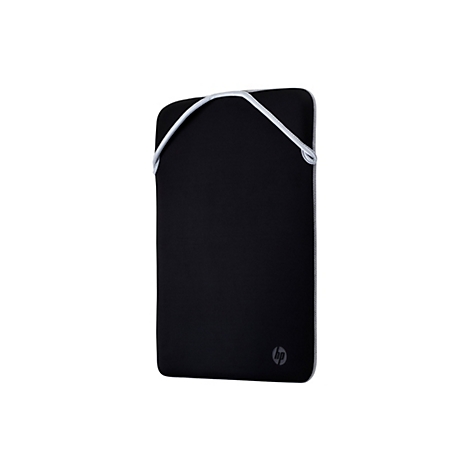 Schwarze HP Laptoptasche, mit weißer Umrandung und Griff. Logo auf der unteren Seite.