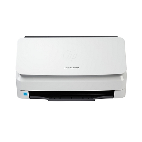 Un scanner blanc HP ScanJet Pro 3000 s4. Le logo HP et le nom ScanJet Pro 3000 s4 sont visibles sur la surface.