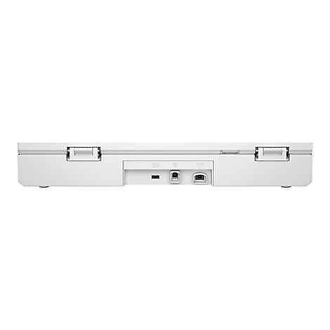 Weiße Rückseite eines Geräts mit USB- und DC-Eingängen.