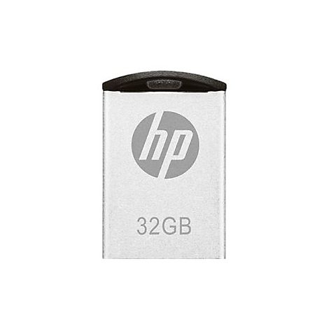 Une clé USB HP argentée avec le logo et le texte 32 Go.