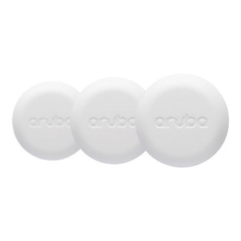 Drei weiße, runde Objekte mit dem eingeprägten Schriftzug „aruba“ vor weißem Hintergrund.