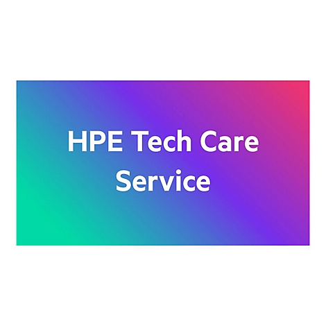 HPE Tech Care Service, texte sur fond coloré. Dégradé du vert au rose.