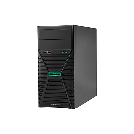 Tour de serveur noir avec des accents verts et l'inscription "ProLiant ML30 Gen11."
