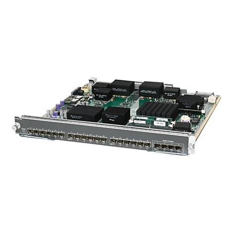 Platine mit Kühlkörpern und Anschlüssen. Beschriftung: Gigabit Ethernet, Limpo, Status, CCO USA.